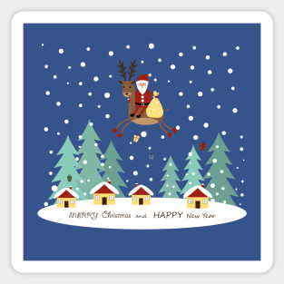 Santa Claus and reindeer with gifts Sticker